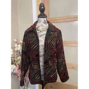 Leslie Fay Abstract Print Button up Jacket Womens Small Gallery Artsy Vintage